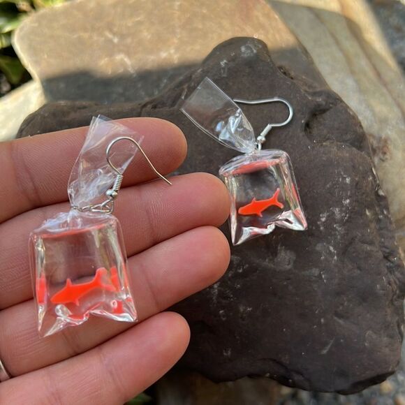 NEW! Resin Candy Goldfish Earrings Unique Artsy - Picture 5 of 5